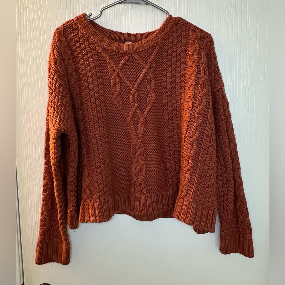 Mudd cozy cable knit long sleeve sweater rust orange women’s‎ juniors large